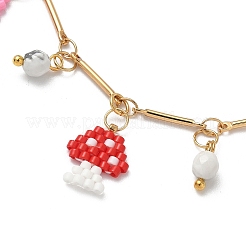 Pulseras con dijes de hongos y cuentas de semillas de vidrio&nbsp;BJEW-MZ00218