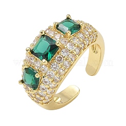 Bagues ouvertes en laiton avec micro pavé de zircones cubiques pour femmes&nbsp;RJEW-L343-13G-04