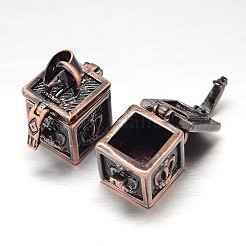 Geschnitzten Würfelgestellware Messing-Gebet-Kasten-Anhänger&nbsp;KK-L101-21