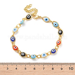 Messing-Gliederarmbänder mit bösem Blick für Frauen&nbsp;BJEW-S157-05G