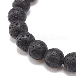 2 pièces 2 styles de bracelets extensibles en howlite naturelle et œil de tigre et roche de lave avec tube en alliage&nbsp;BJEW-JB08474