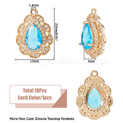 10 pièces 10 couleurs laiton micro pavé pendentifs zircone cubique&nbsp;KK-HS0015-60