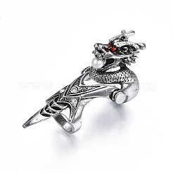 Vollfingerring aus Drachenrüstungslegierung mit Strass&nbsp;RJEW-T009-21AS