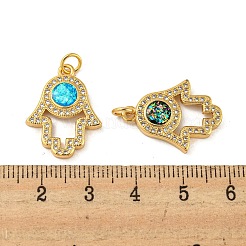 Messinganhänger Micro Pavé Zirkonia mit synthetischem Opal&nbsp;KK-K356-08G