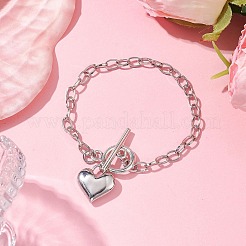 Braccialetto con ciondolo a cuore in lega con catene portacavi&nbsp;BJEW-JB10130-01