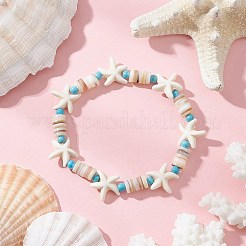 3 Stück Stretch-Armbänder aus synthetischem Türkis und natürlichen Süßwasser-Muschelperlen für Damen&nbsp;BJEW-JB12021