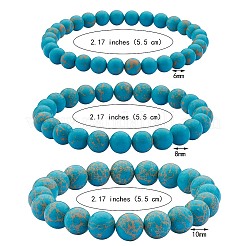 3 Uds. Juego de pulseras elásticas con cuentas redondas de jaspe imperial sintético de 3 tamaños&nbsp;BJEW-SW00064-31