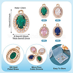 4 Stück 4 Farben Messing Micro Pave Zirkonia Anhänger&nbsp;KK-TA0002-58