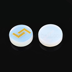 Messing ältere Futhark Alphabet eingraviert Symbol flach rund Opalit Runensteine&nbsp;G-I373-01O