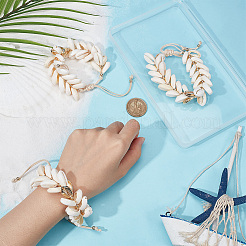 3 Stück Set mit Charm-Armbändern aus natürlicher Kauri-Muschel&nbsp;BJEW-PH0004-36