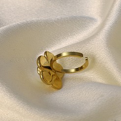 Anillos abiertos tipo brazalete de acero inoxidable 304 y perlas de imitación para mujer.&nbsp;FS-WG8B2EB-01