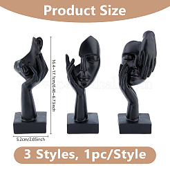 3 pièce 3 styles de décorations d'affichage de visage abstrait en résine&nbsp;AJEW-WH0270-620A
