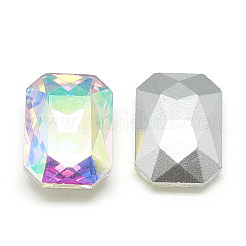 Cabochons en verre avec strass de dos avec point&nbsp;RGLA-T079-8x10mm-05