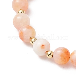Pulseras con dijes de flores de vidrio y cuentas de jade persa teñidas de forma natural para mujer&nbsp;BJEW-JB12695-01