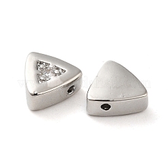 Véritables perles en laiton plaqué platine et micro-pavé de zircone cubique&nbsp;KK-H455-08P-01
