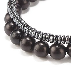 Ensemble de bracelets extensibles en perles de bois naturel&nbsp;BJEW-JB07948-05