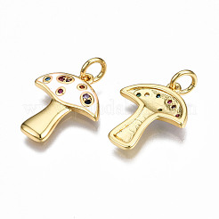 Pendenti smaltati in ottone con micro pavé di zirconi a tema autunnale&nbsp;ZIRC-Q200-023F-NF
