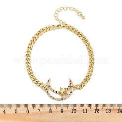 Braccialetti in ottone con micro pavé di zirconi trasparenti&nbsp;BJEW-M050-03G-01