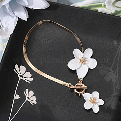 Fußkettchen aus Legierung und Kunststoff mit weißen Blumenanhängern für Damen&nbsp;AJEW-WH20080-95A