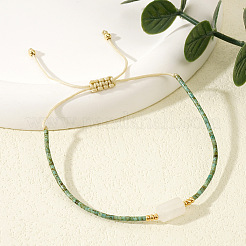 Braccialetti di perline intrecciate di giada bianca naturale&nbsp;SR7780