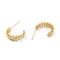 Boucles d'oreilles en forme de feuille de zircone cubique transparente&nbsp;EJEW-C035-03G