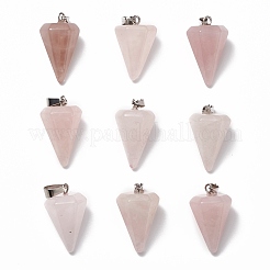 Cône / spike / pendule naturel quartz rose pendentifs en pierre&nbsp;X-G-R278-82