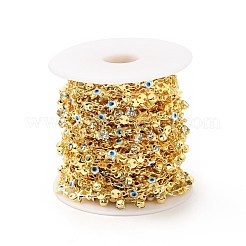 Stella smaltata con malocchio e catene a maglie tonde piatte in ottone&nbsp;CHC-C003-01G-03