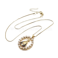 Collane con pendente vergine da donna in ottone trasparente e blu con zirconi cubici nossa senhora aparecida&nbsp;NJEW-U039-01A-G