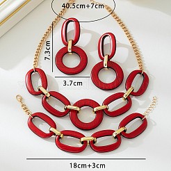 Ensemble collier pendentif chaîne à maillons ovales en acrylique et boucles d'oreilles pendantes&nbsp;FS-WGBB07C-01