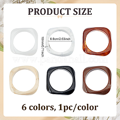 6 Stück 6 Farben Acryl Armreifen für Frauen&nbsp;BJEW-ME0001-03B