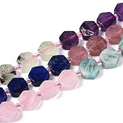 Natürlicher Lapislazuli & Amethyst & Rosenquarz & Amazonit & Prehnit & Erdbeerquarz & Sonnenstein 7 Chakra-Perlenstrang&nbsp;G-P534-A27-01