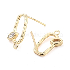 Fornituras de latón micro pave zirconia pendiente del perno prisionero&nbsp;EJEW-Q800-21KCG