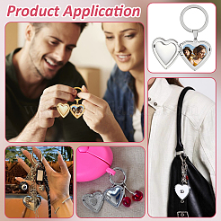 4 porte-clés pendentif médaillon en forme de cœur en acier inoxydable 316&nbsp;KEYC-PH01618