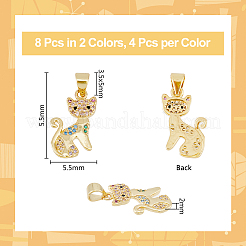 8 pz 2 colori cremagliera placcatura in ottone micro pavé di ciondoli in zirconia cubica&nbsp;KK-DC0003-21
