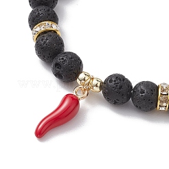 Bracelets extensibles ronds en pierre de lave naturelle de 8 mm&nbsp;BJEW-JB10242