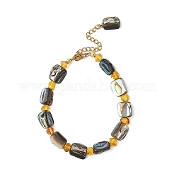 Armbänder aus natürlichen Paua-Muscheln und Bernsteinperlen&nbsp;BJEW-JB14178