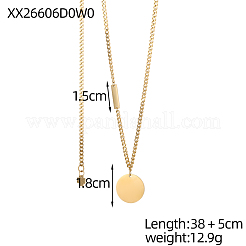 Collane con ciondolo tondo piatto in acciaio inossidabile 304&nbsp;STAS-OY007-62G