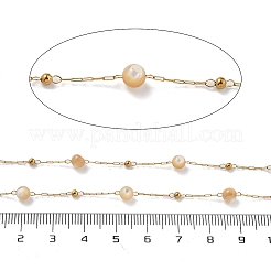 Chaînes à maillons en coquillages naturels et perles en acier inoxydable 304&nbsp;CHS-K021-08A-02