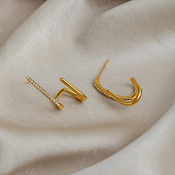 Unregelmäßige Strass-Ohrstecker aus Edelstahl 304 für Damen&nbsp;OL5482