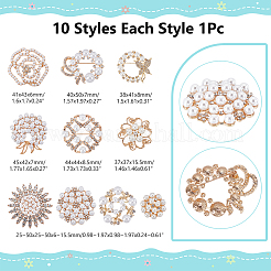 10 broche en alliage de strass à fleurs rétro pour femmes&nbsp;JEWB-WR0001-09