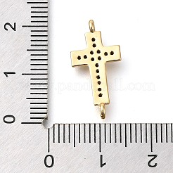 Breloques connecteurs en laiton pavé de zircone cubique noire&nbsp;KK-M101-02E-G01