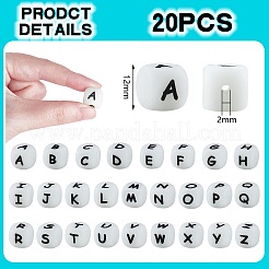 20 pz cubo luminoso lettera perline di silicone 12x12x12mm dadi quadrati alfabeto perline con 2mm foro distanziatore lettera allentata perline per braccialetto collana creazione di gioielli&nbsp;JX437M