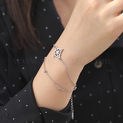 Knoten 304 Edelstahl-Cbale-Kette Doppelstrang-Armbänder&nbsp;FS-WG17F44-02