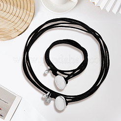 2 collana girocollo in corda a strati in pelle PU rettangolare in lega da 2 stili per donna&nbsp;NJEW-CL0001-34B