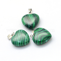 Colgantes de malaquita sinteticos teñidos corazon&nbsp;G-Q371-02
