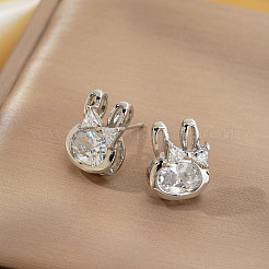 Mini boucles d'oreilles à tige en laiton en forme de lapin&nbsp;ZL6900