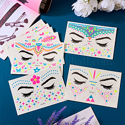 9 Blatt kreative fluoreszierende Gesichts-Tattoo-Papieraufkleber im 9-Stil&nbsp;STIC-TA0002-01