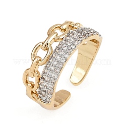 Manschettenringe aus Messing mit Mikropavé-Zirkonia für Damen&nbsp;RJEW-D326-05G