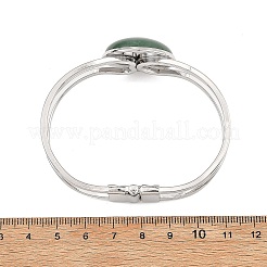 Brazaletes articulados semicirculares de latón con bisagras y piedras preciosas mixtas naturales.&nbsp;BJEW-JB14509-02