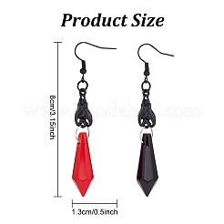 2 paire de boucles d'oreilles pendantes en forme de crâne en verre bicolore avec balle&nbsp;EJEW-AN0002-54